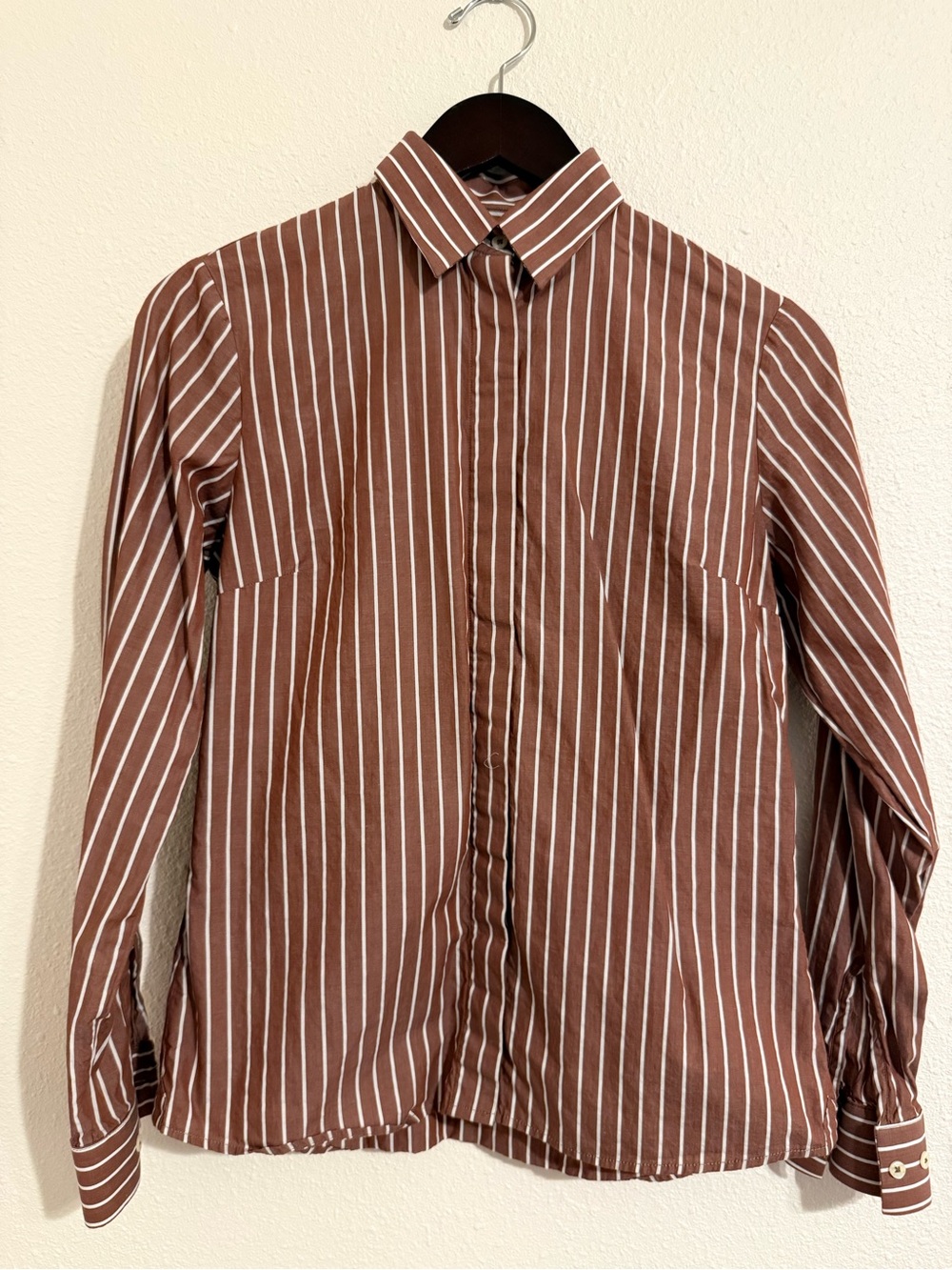 Women's Vintage Red Striped Button-Down Shirt (UK 6)